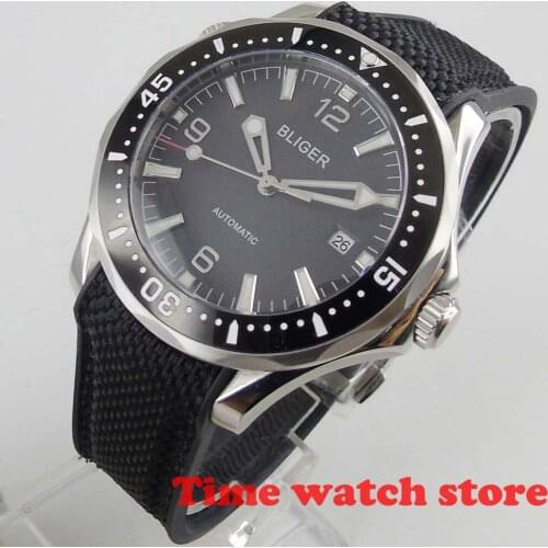 Luxury 41mm mechanical watch men waterproof blue black dial date rubber bracelet ceramic Bezel luminous sapphire japan Auto b350