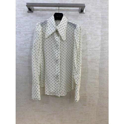 New ladies fashion 2021 long-sleeved sexy casual stitching lace bow silk shirt 0108