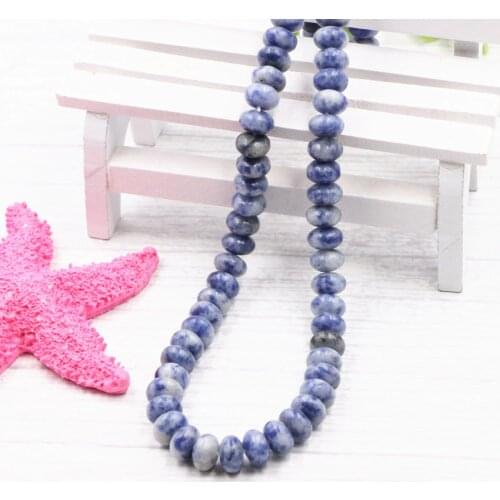 New 5x8mm Abacus Natural Stone Jaspers Blue Spot Loose Spacers Beads 15"/strand DIY Bracelet Necklace Accessories Findings B155