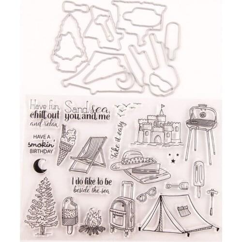 New Ice Cream Seal Stamp with Cutting Dies Stencil Set DIY Scrapbooking Embossing Photo Album Decorative Paper Card