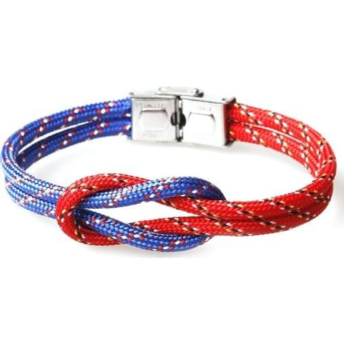 New Style Stainless Steel Snap Joint Bracelet Fashion Navy Style Parachute Cord Knot Bracelet