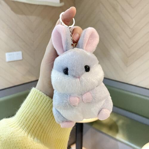 Cute Girl Plush Pompom Hamster Keychains Women Pompon Animal Key Chain On Bag Car Trinket Female Jewelry Wedding Party Toys Gift