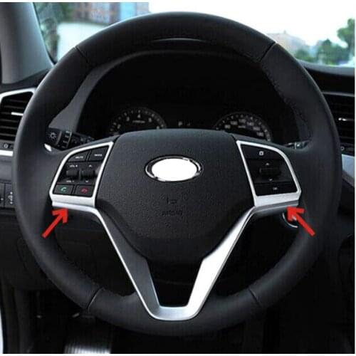 FIT FOR HYUNDAI TUCSON TL 2015 2016 CHROME INTERIOR STEERING WHEEL PANEL COVER BADGE INSERT STYLING TRIM ACCENT DECORATION