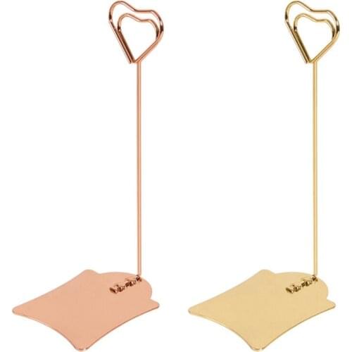 Heart-shaped Hollow Table Number Holder Table Card Holder w/ Metal Base for Weddings Restaurants Banquets Home Office