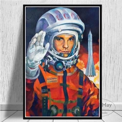 Posters And Prints Space Heroes Yuri Gagarin Canvas Painting Wall Pictures For Living Room Nordic Decoration Home Decor Tableau