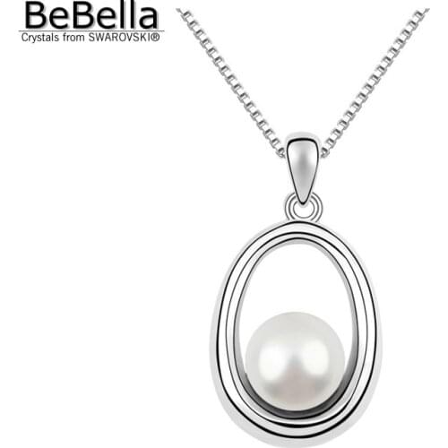 BeBella Simple fashion pearl pendant necklace made with Crystals from Swarovski gift for women for women gift