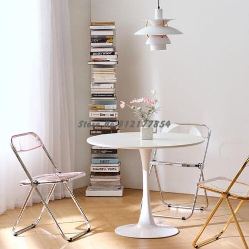 Transparent Chair Ins Acrylic Net Red Photo Folding Chair Minimalist Style Stool Makeup Dining Chair Clothing Store