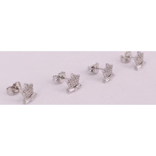 Crown ear stud with cz color for festival gift to friend and mother beauty diy jewelry buy 1 get 1 free box