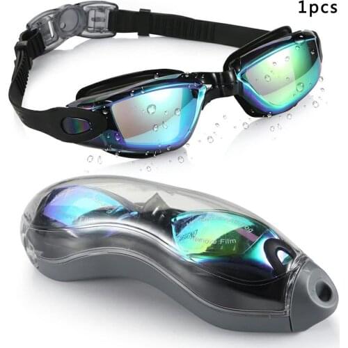 Adult Anti Fog Silicone Swimming Glasses Anti Fog Coating Treatment Of Lens Golden Angle Vision Design