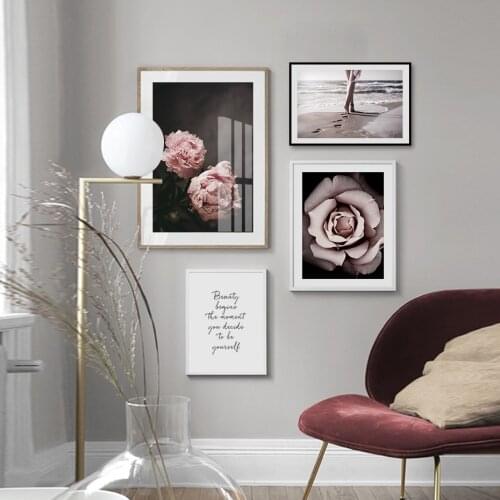 Nordic Scandinavia Flower Canvas Poster Wall Painting Rose Picture for Home Room Design Living Room Decoration Frameless