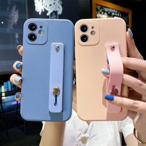 Fabulous Liquid Silicone Wrist Strap Phone Case For IPhone 11Pro Max 7 8 6s Plus Original Phone Holder For IPhone 12 mini XR XS
