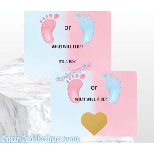 Gender Reveal He or She Blue or Pink Scratch Offs With Envelopes He or She Gender Reveal Party Scratch Off Card Baby Shower Game