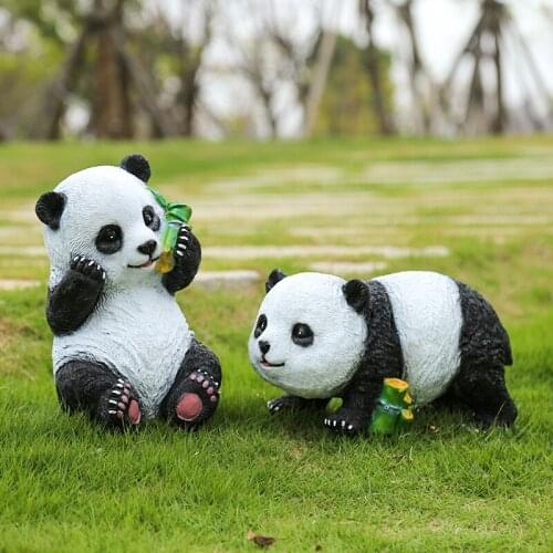 Resin Panda Sculpture Garden Decoration Outdoor Simulation Animal Statues Lawn Landscape Figure Crafts Home Yard Art Ornaments