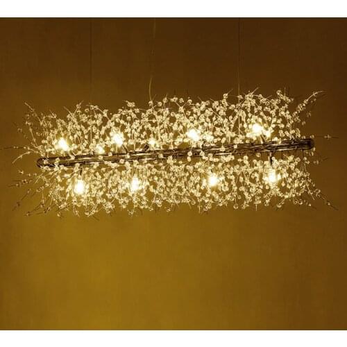 Nordic modern minimalist living room crystal chandeliers American creative art bar led warm bedroom lamps led