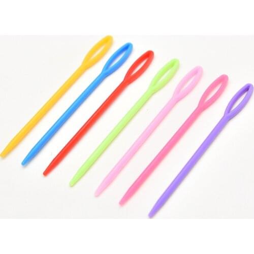 10PCs Multiple Colors 7/9cm Plastic Knitting Needles Crochet Hooks Wool Yarn Needle Children DIY Sweater Weaving Tools Accessory