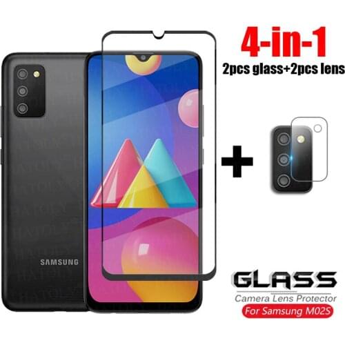 For Glass Samsung Galaxy M02S A02S Full Cover Tempered Glass For Samsung A12 A21S M21 A20 Camera Lens HD Screen Protector Glass