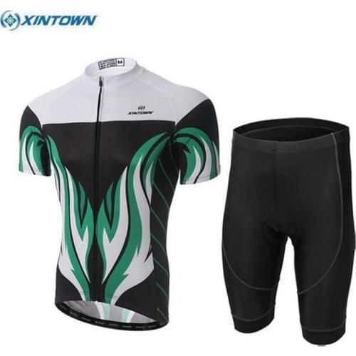 XINTOWN Men Cycling Jersey Cycling Clothing maillot ciclismo roupa ciclismo Green Bike Shirt Bib Shorts Set cycling set