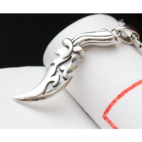 Retro Thai Silver Jewelry Wholesale Genuine S925 Sterling Silver Pendant Male And Female Punk Silver Knife Dagger Pendant