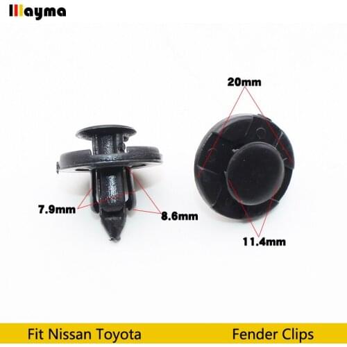 20pcs Rivet Fastener Mud Flaps Bumper Fender Push Clips 8mm for Nissan For toyota For Lexus For Subaru Plastic Rivets