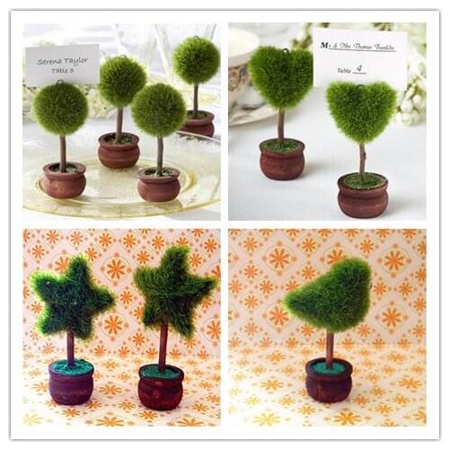 Green Tree 10pcs/lot Topiary Tree Garden Theme Place Card Holder/ Table Name Number Holder