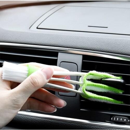 2@# Car Air-conditioner Outlet Cleaning Tool Window Cleaning Practical Brush Hot Sale Green Long Durable 2 In 1 Double Slider