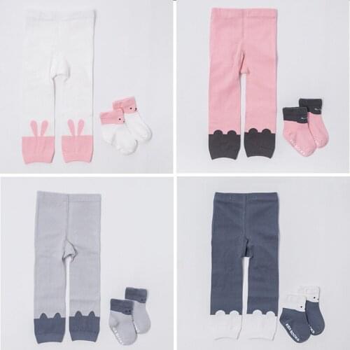 2 PC Baby Tights+Socks Cotton Antiskid Newborn Baby Tights For Baby Girl Boy Stocking Solid Color Baby Girls Pantyhose Stockings