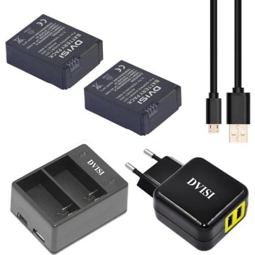 2pcs DVISI AHDBT-301 Rechargeable Battery with USB Dual Charger AHDBT-302 for Gopro Hero 3/3 Hero3 Hero3 Go Pro+EU/US AC Adapter
