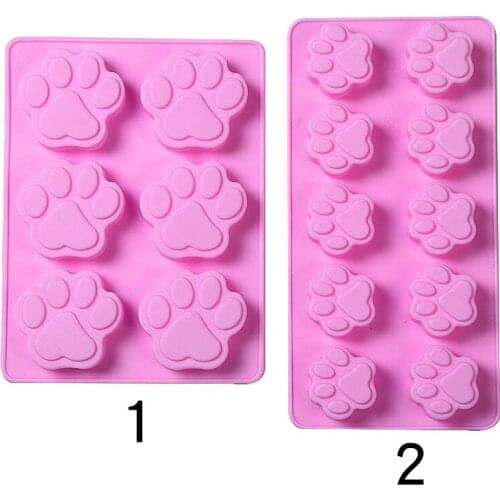2PCS/Set Cartoon size cats paw footprint cake baking pudding jelly silicone mold handmade soap mold DIY epoxy jewelry