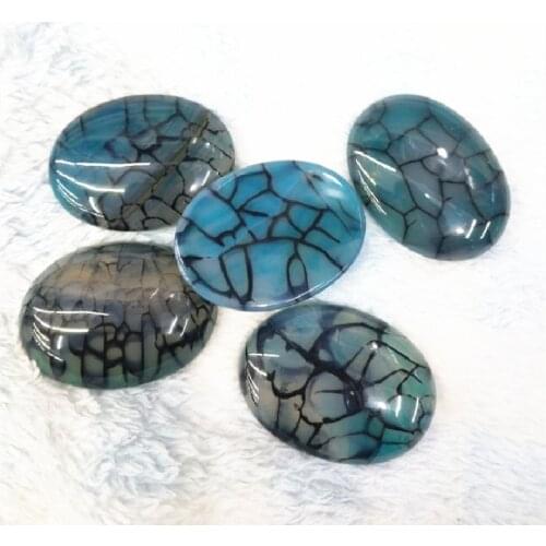 3PCS Nature Blue Crack Stone Cabs Oval Shape 30X40MM Green Agate Purple Jasper Rocky Stone DIY Jewelry Accessories