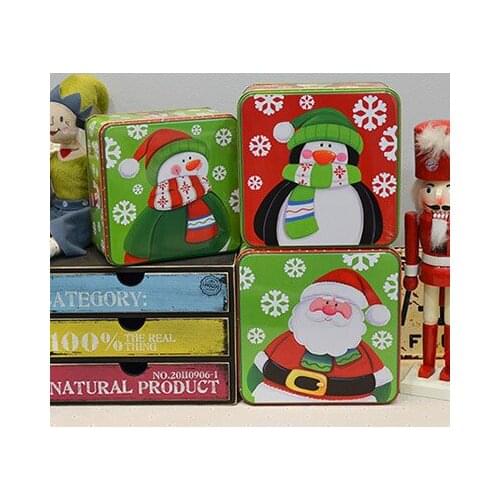 3 pcs in 1 set Square candy biscuit sundry box christmas gift tinplate continer candy dispenser jewelry storage makeup organizer