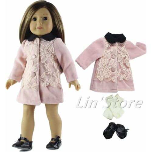 3in1 Set Doll Clothes Outfit Coat+socks+one pair shoes for 18" inch American Doll