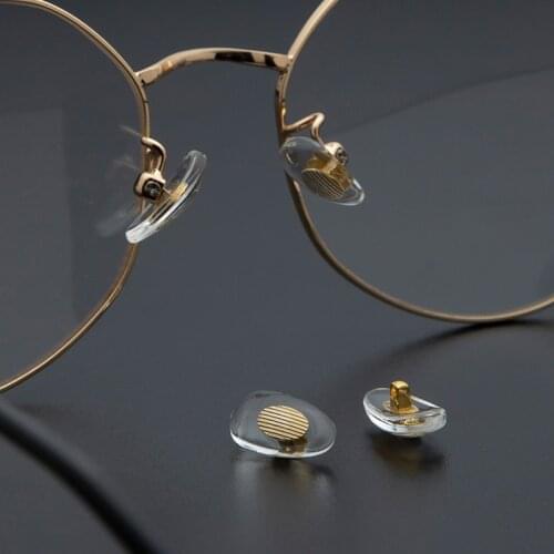 5 Pairs Silicone Gold Stipules Screw on Nose Pads Brace Support for Glasses Sunglasses Support Nose Pads Eyewear Accessories