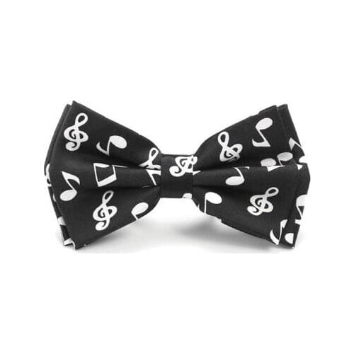 5pcs/lot Fashion white Musical Note Black Bow tie for Men Unisex Tuxedo Dress Bowtie Butterfly Brand New fine accessories