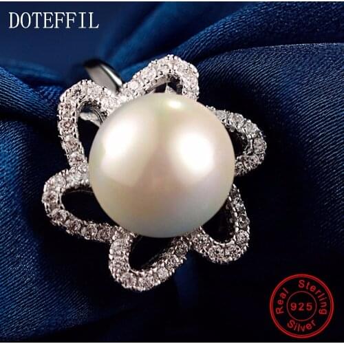 8mm Pearl Ring 100% Sterling Silver Woman Charm Fashion Round AAAA Zircon Ring Romantic 925 Silver Jewelry For Women