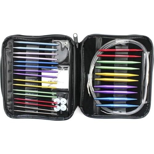 Aluminum Interchangeable Circular Knitting Needles Set For Crochet Patterns and Yarns