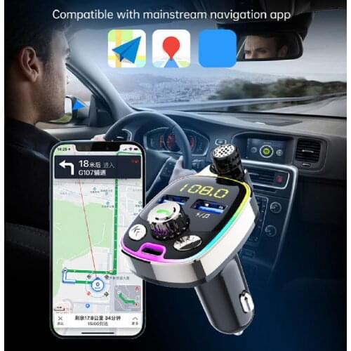 Car Charger Intelligent LED Colorful Screen USB Car Charger Radio Player Bluetooth-compatible Transmitter for Vehicle