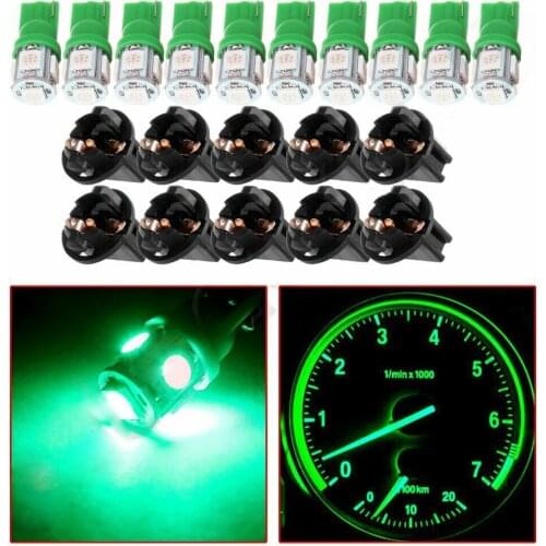 12V DC Car light socket Parts T10 5050 SMD 3 Tri-Chips Bulbs Gauge Cluster Dash Green