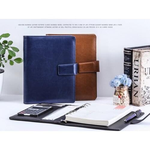 A5 PU leather Refillable Spiral Loose Leaf Notebook Travel Journal dokibook filofax planner agenda padfolio with calculator 1192