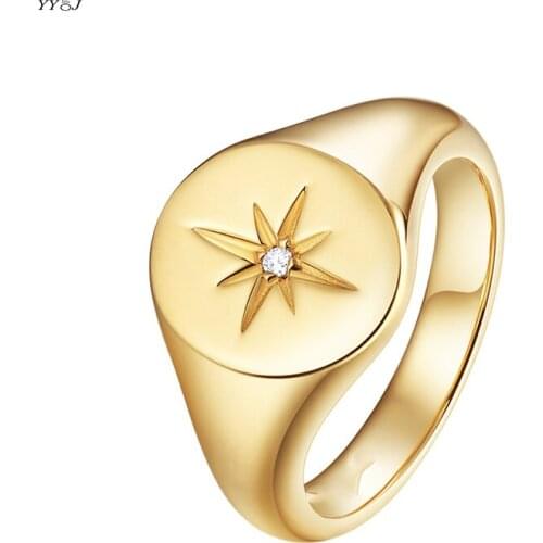 Zirconia North star signet rings for women 2021 starburst stainless steel ring free tarnish wholesale items jewelry vintage