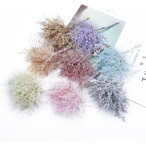 10pcs Multicolor Christmas Tree Decorative Flowers Wreaths Wedding Base for Home Decor Diy Gifts Box Artificial Plants Wholesale