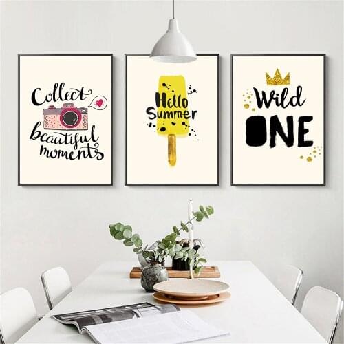 Kids Room Decor Nordic Poster Cartoon Canvas Painting Summer Wild One Camera Hanging Wall Art Posters and Prints Wall Pictures