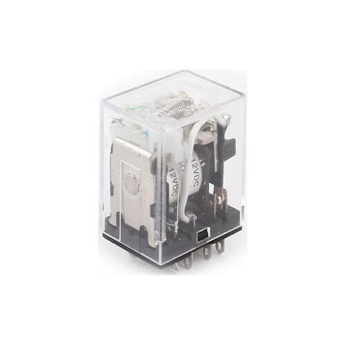 DC 12V Coil 3PDT 11 Pins Green LED Light General Purpose Power Relay