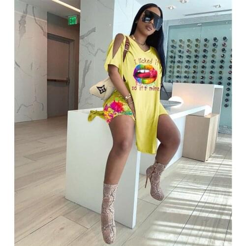 Summer Clothing Two Piece Set Women Sexy Print Short Sleeve Split Crop Top+Shorts Sets Club Outfits Streetwear Wholesale Items