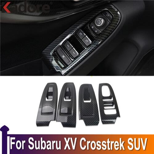 For Subaru XV Crosstrek 2018 2019 2020 Carbon Fiber Window Lift Switch Cover Trims Door Armrest Panel Frame Interior Accessories