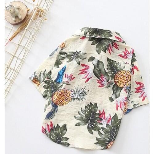 2019 Summer Beach Shirt Dog Cute Print Hawaii Beach Casual Pet Travel Shirt Pineapple Flamingo Short Sleeve Small Dog Cat Blouse