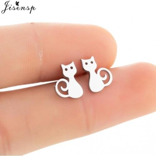 Cute Kitten Stud Earrings Stainless Steel Animal Cat Earring for Women Children Jewelry Accessories Gift Pendientes Mujer