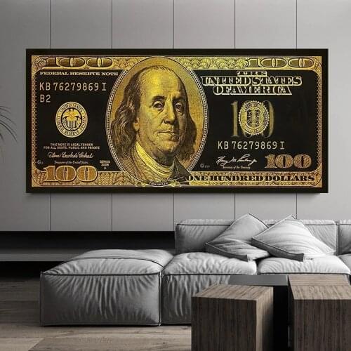 Modular Hd Prints Abstract Pictures Home Decoration 1 Pieces Dollar Gold Painting Canvas Modern Poster Wall Art for Living Room