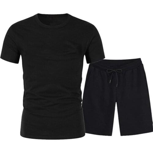 2021 Summer Ensembles Homme Popular New Cotton Mens T-Shirt + Sports Shorts Set High Quality T-Shirt Sports Running Set Moletom