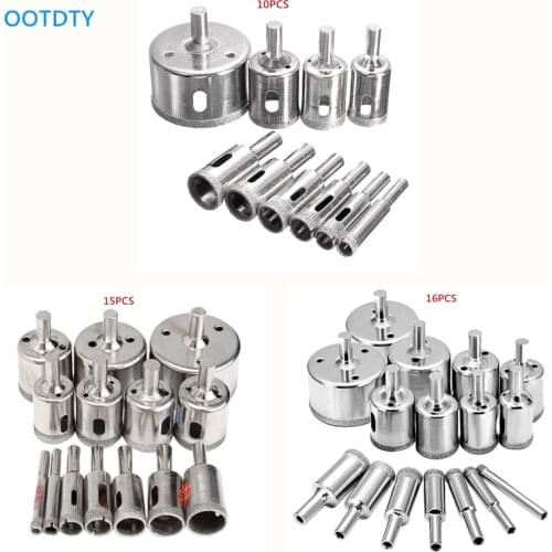 15Pcs Diamond Cutter Hole Drill Bits Set Glass Ceramic Tile Saw Cutting Tools 6-50mm