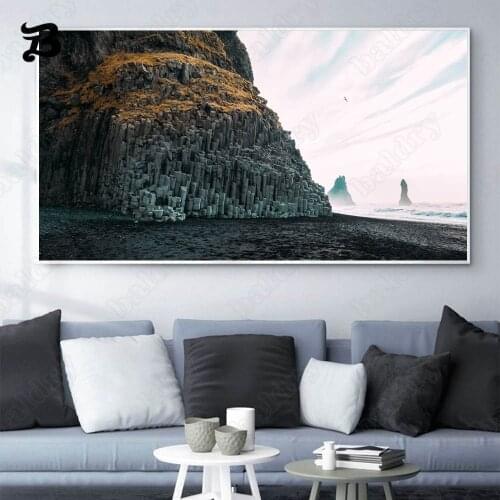 Canvas Painting Wall Art Landscape Painting Seascape Spray Stone Waterfall Scenery Posters Print for Living Room Home Decoration